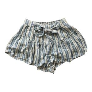 Cotton Candy Blue and White Striped Shorts With Bow Detail